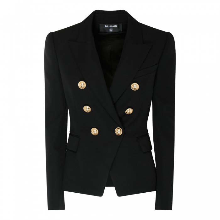 Black wool double-breasted jacket