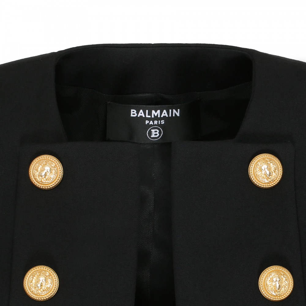 Black wool collarless jacket