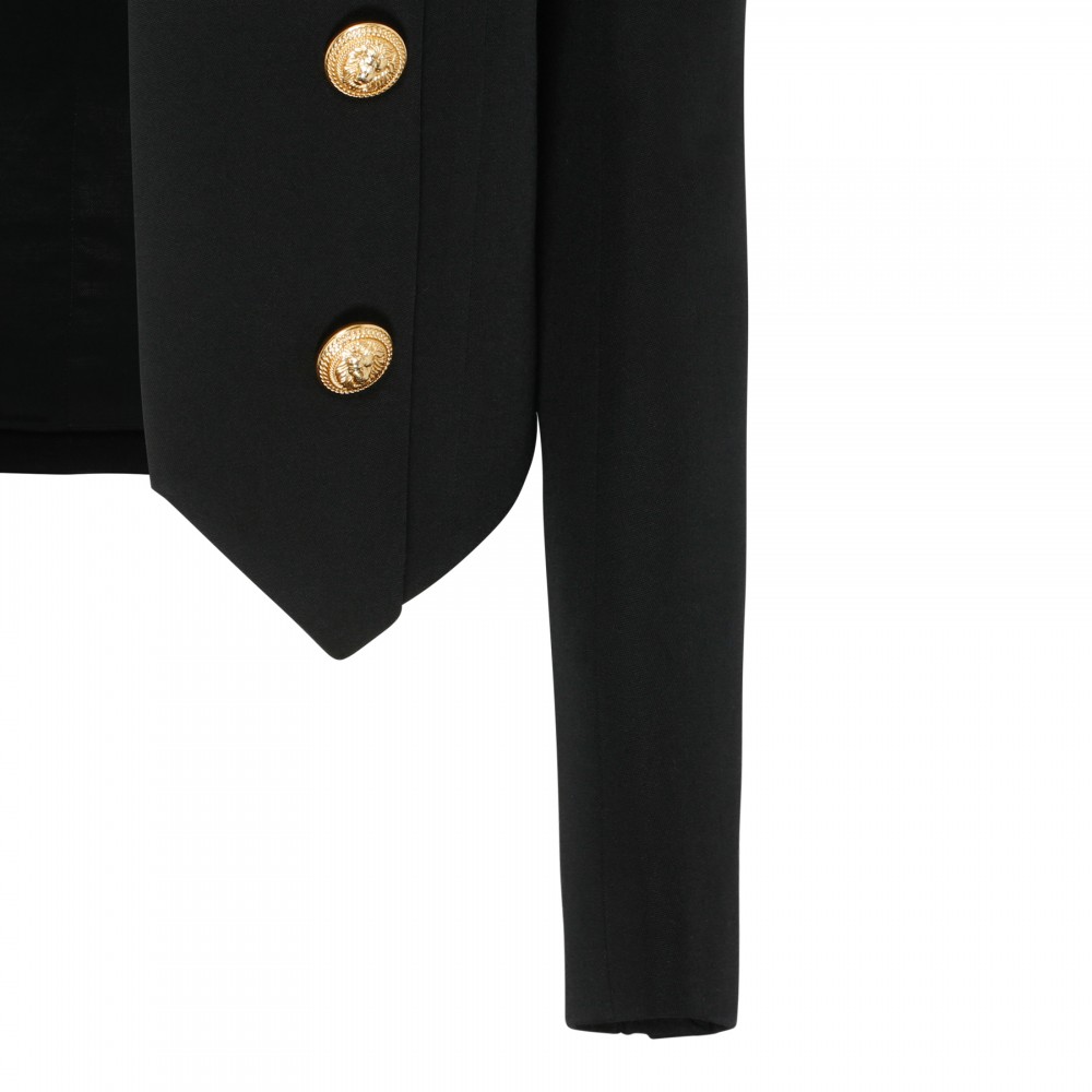Black wool collarless jacket