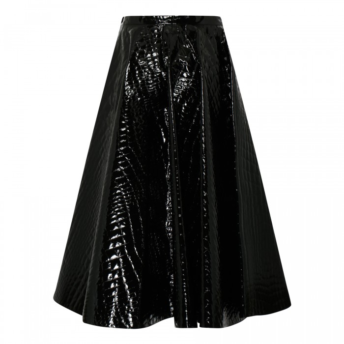 Black crocodile pattern midi skirt