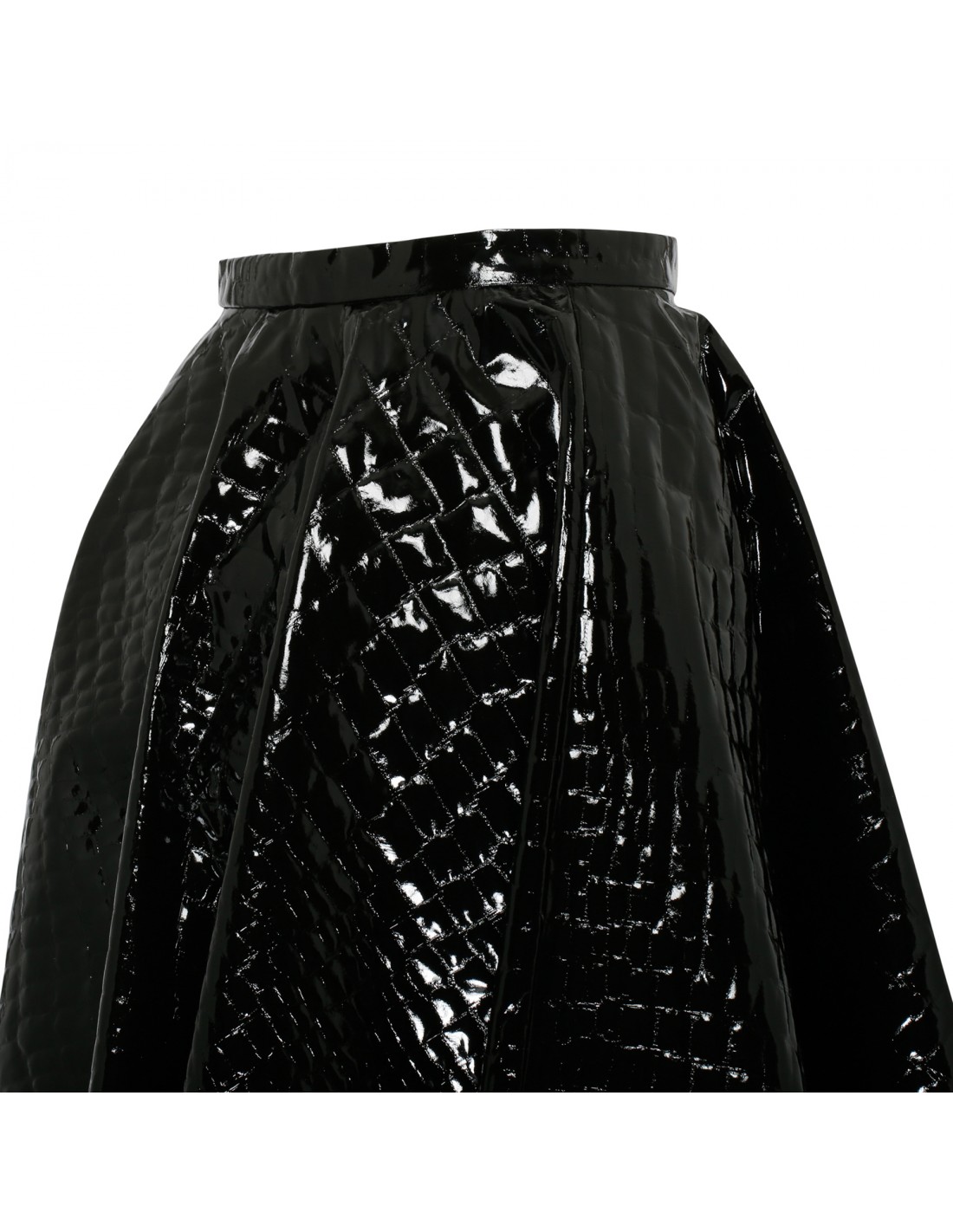 Black crocodile pattern midi skirt
