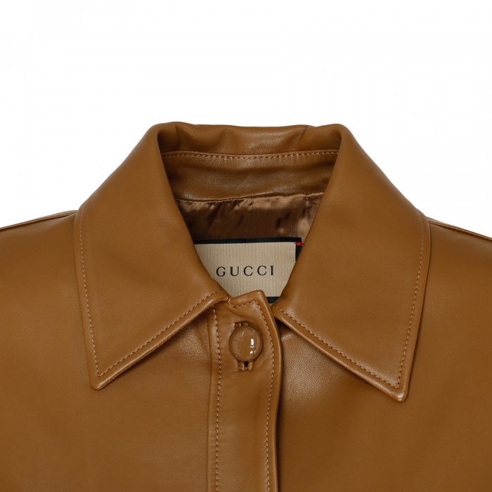 Tan hue leather jacket