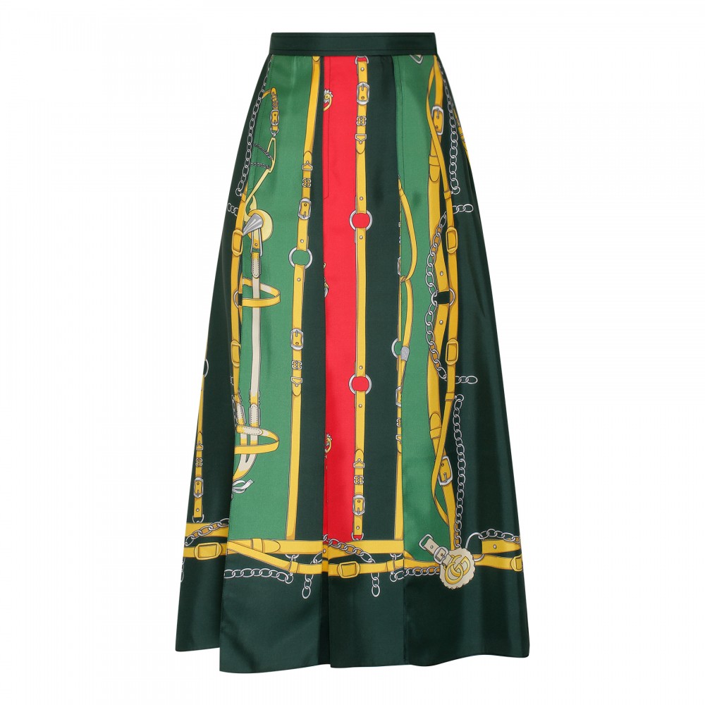 Harness and double G silk skirt