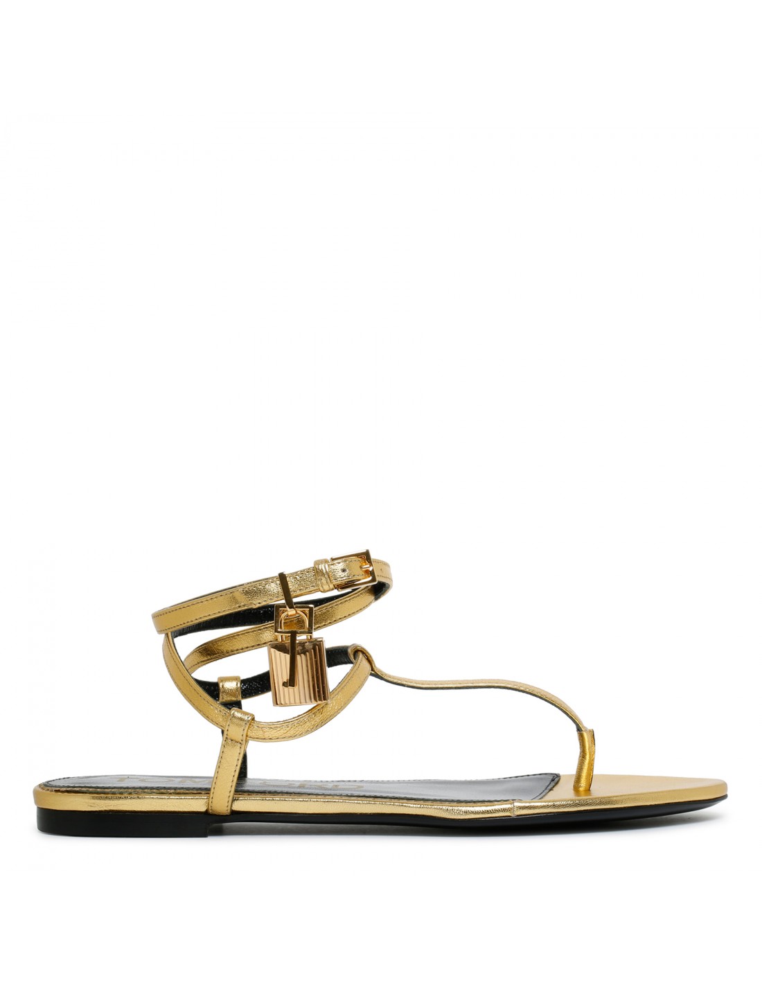 Golden leather thong-strap sandals