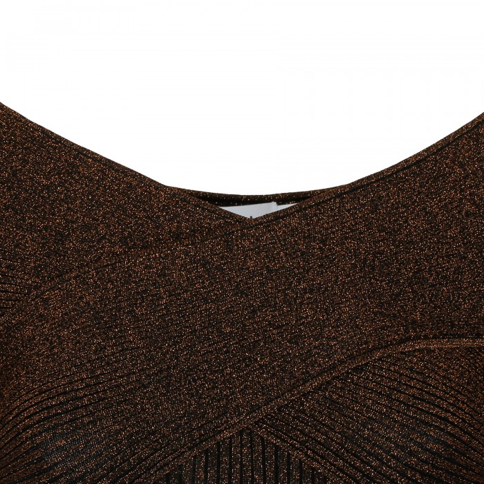 Brown lurex knit top