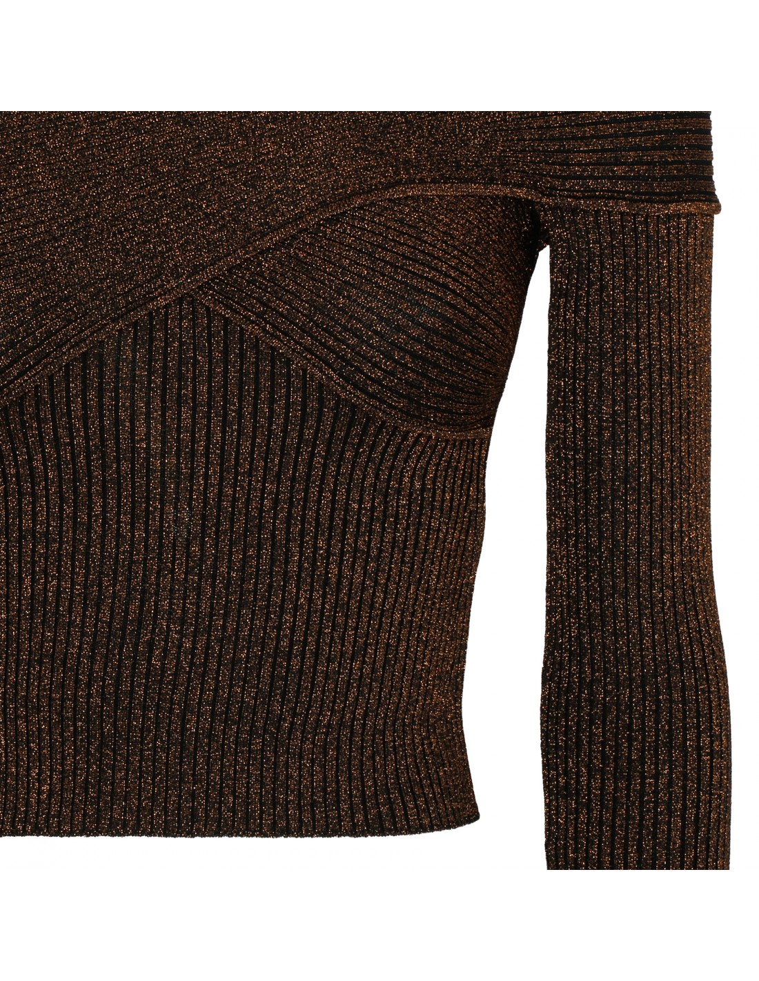 Brown lurex knit top