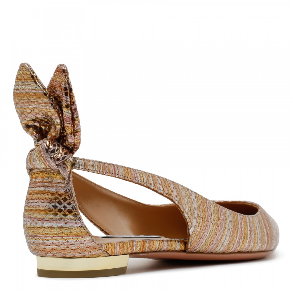 Bow Tie light bronze ballet flats Le Noir Unconventional Luxury