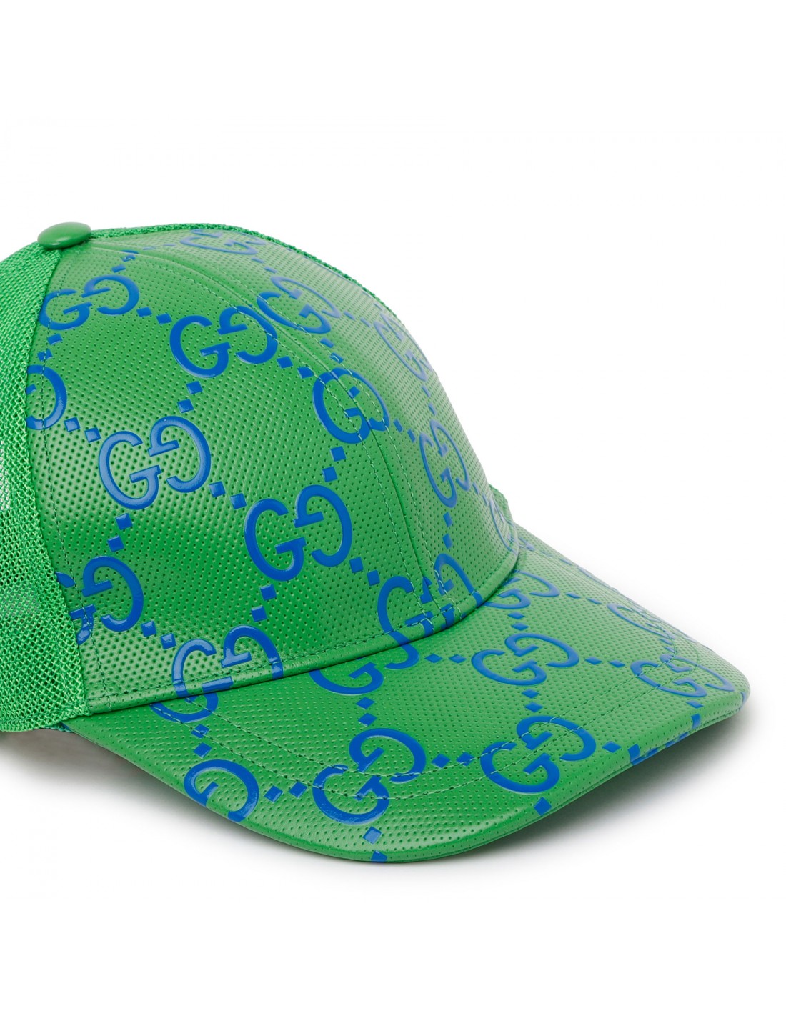 GG leather baseball cap in green