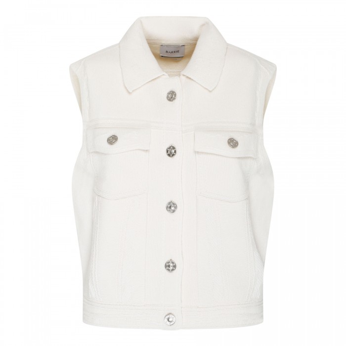 White cashmere blend sleeveless jacket