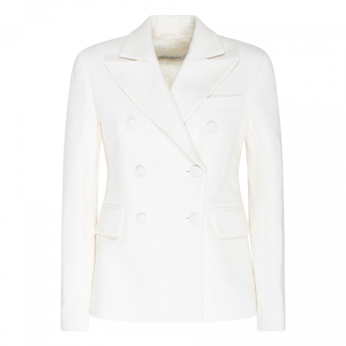 White cotton-blend blazer