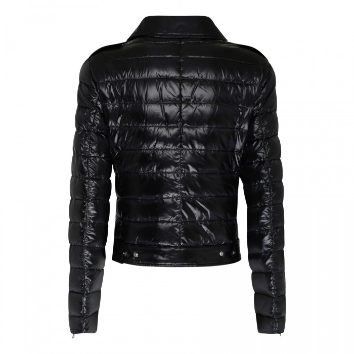Black ultralight nylon biker jacket