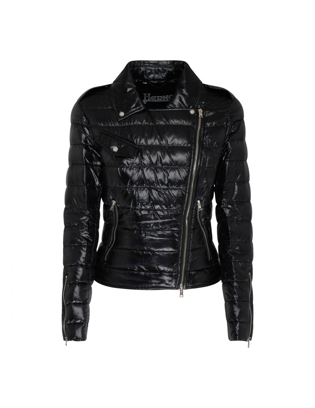 Black ultralight nylon biker jacket
