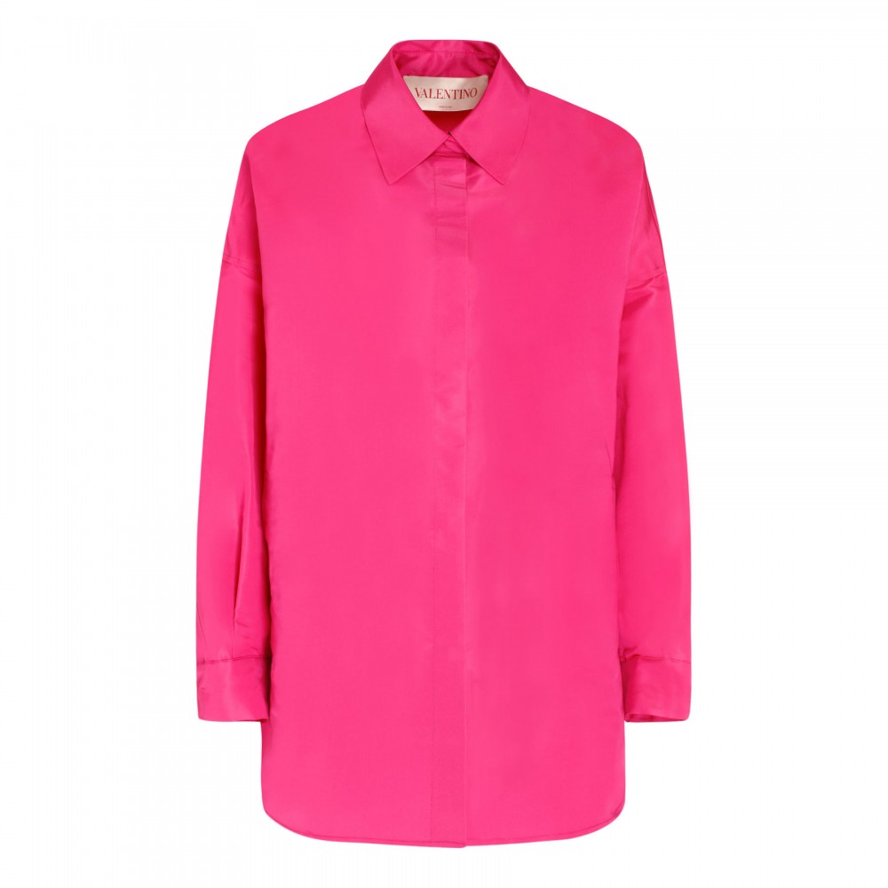 Shocking pink silk shirt