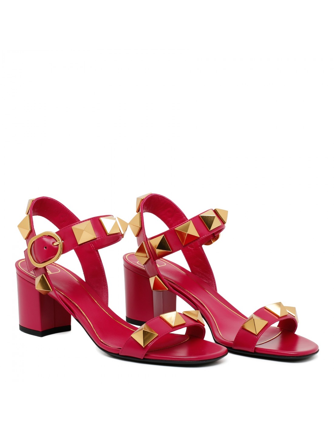 Roman stud strawberry pink leather sandals