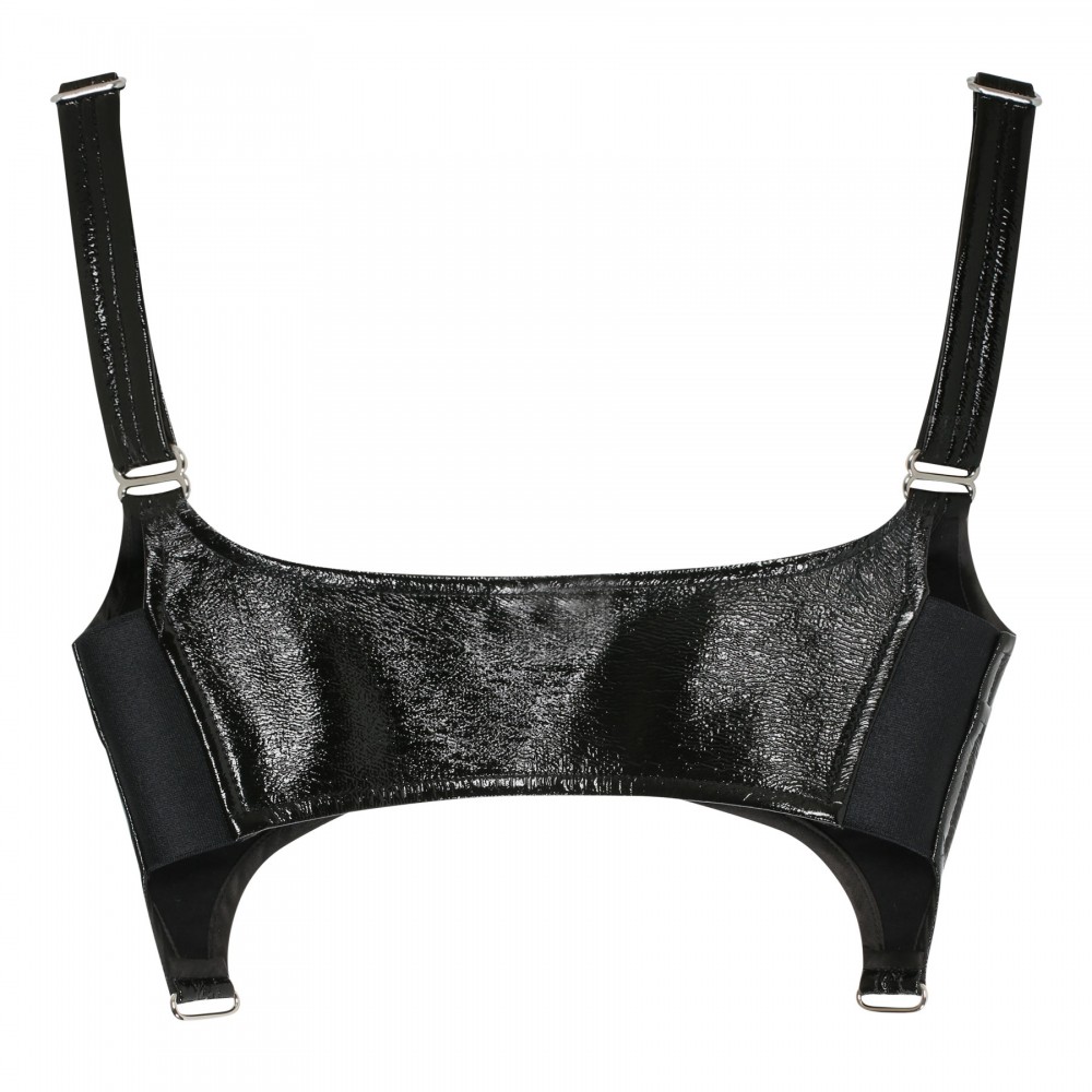 Black vinyl suspenders bra Le Noir Unconventional Luxury