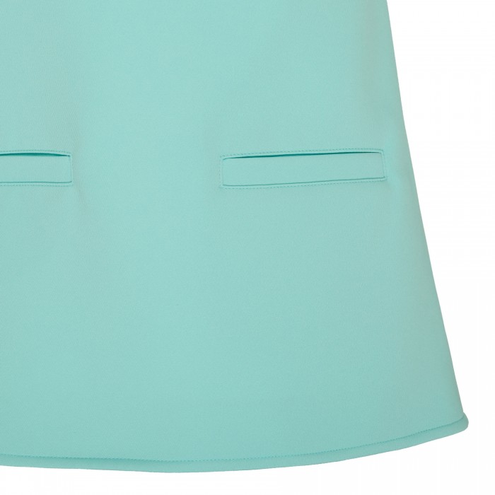 Turquoise twill suspenders trapeze dress