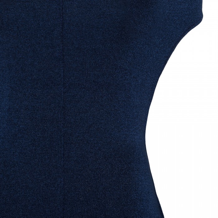 Blue lurex off-shoulder gown