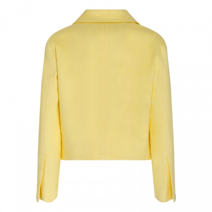 Yellow cotton-blend tweed jacket