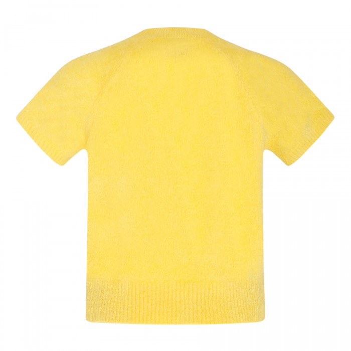 Yellow logo jacquard knit top