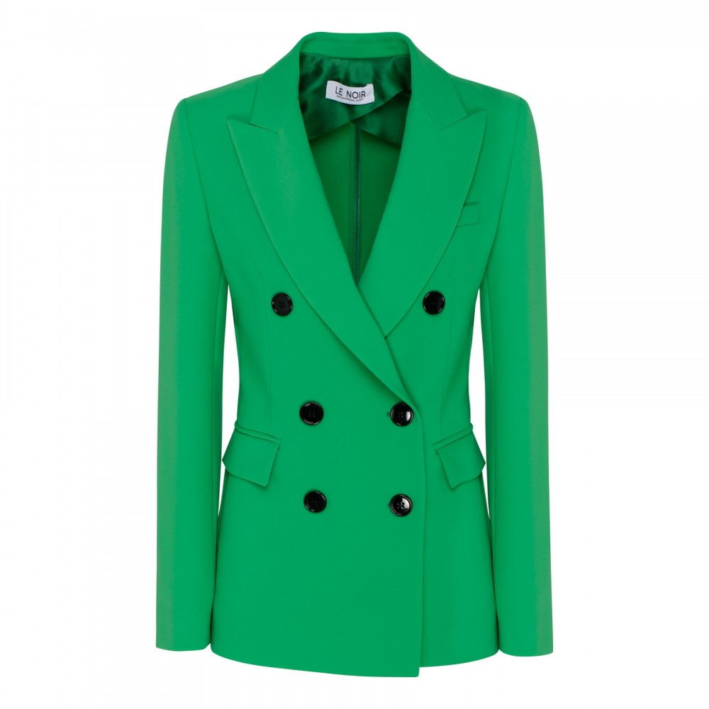 Green double-breasted blazer