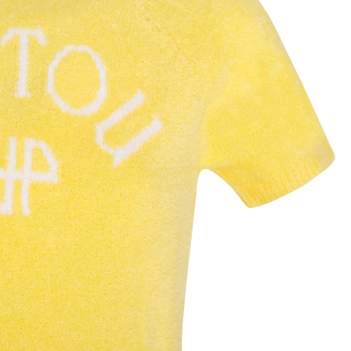 Yellow logo jacquard knit top
