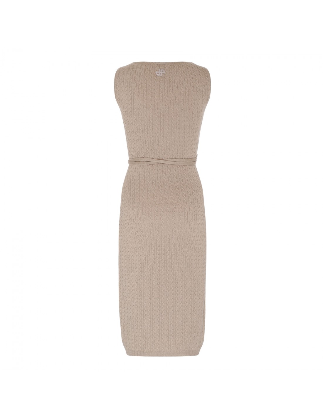 Taupe cable-knit wrap dress