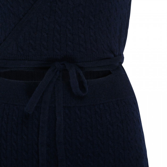 Black cable-knit wrap dress