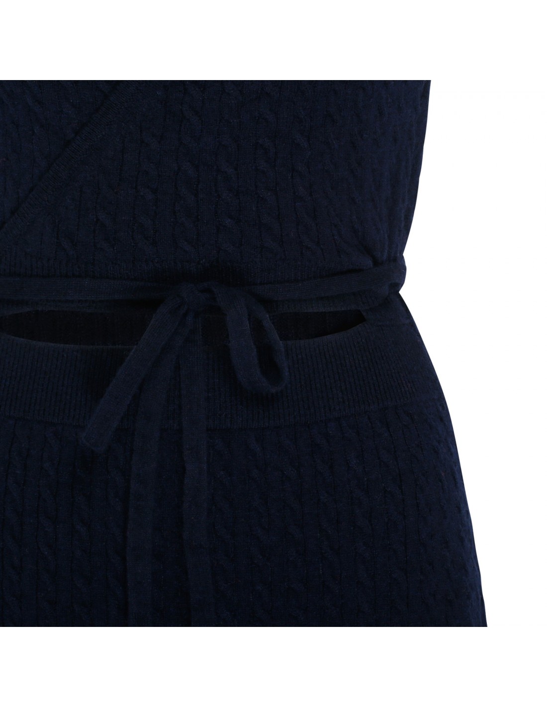 Black cable-knit wrap dress
