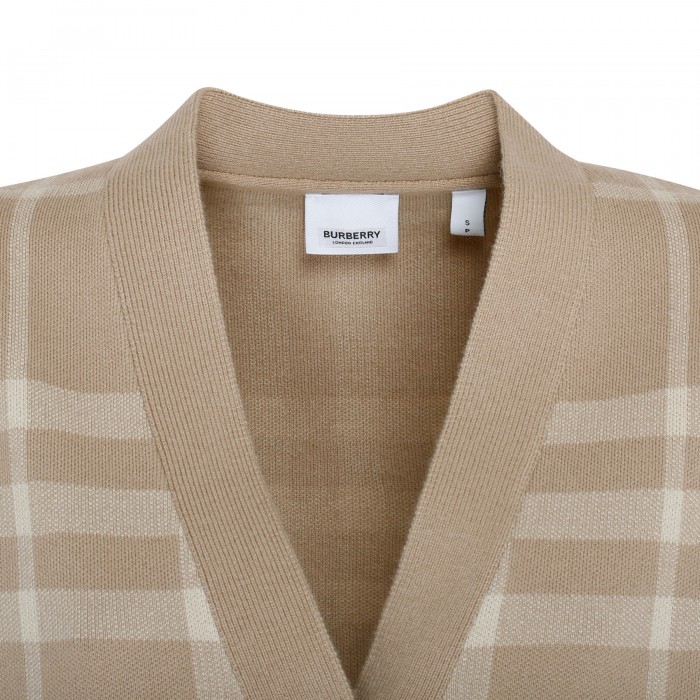 Check wool cashmere blend cardigan