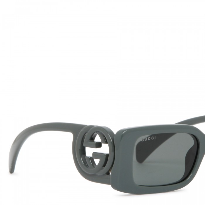 Gray rectangular-frame sunglasses