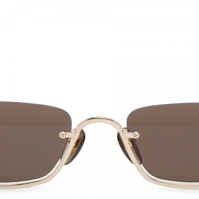 Golden metal rectangular-frame sunglasses