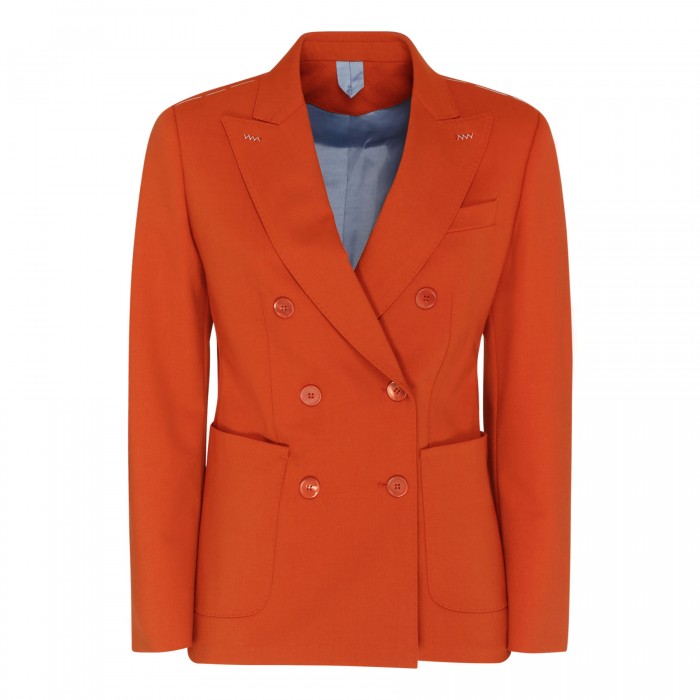 Orange wool double-breasted blazer