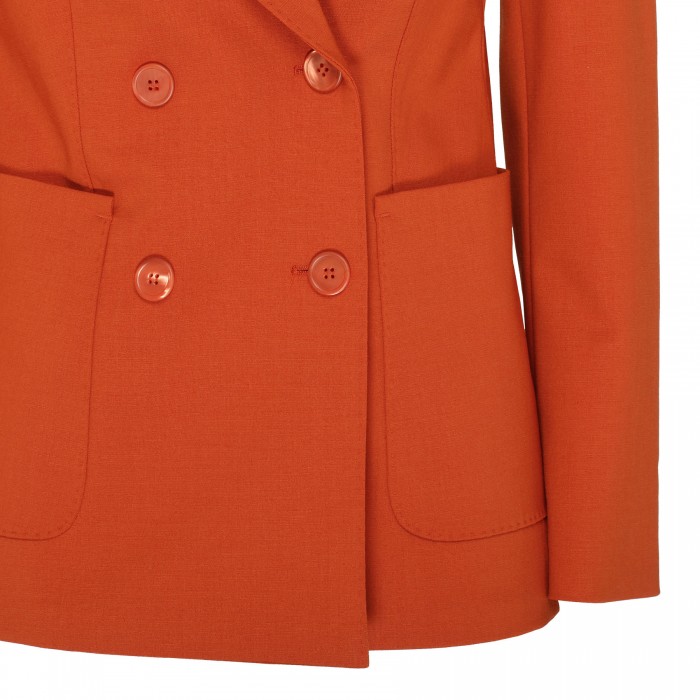 Orange wool double-breasted blazer