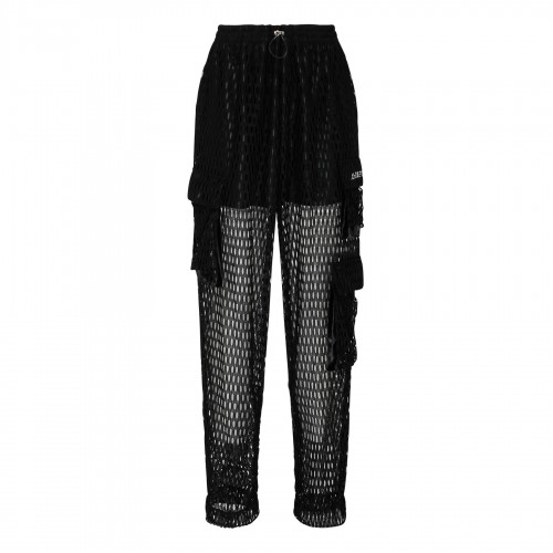 Black mesh multipocket pants