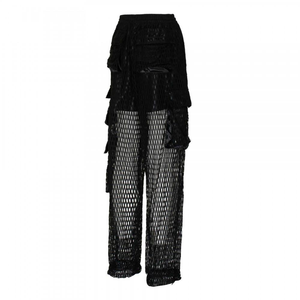 Black mesh multipocket pants