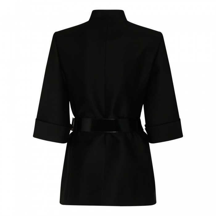 Black silk and wool blend jacket