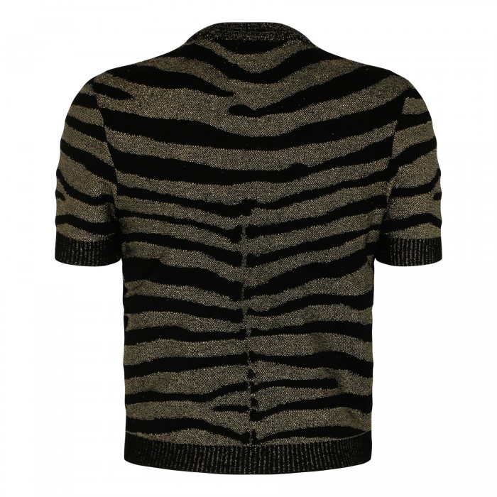 Zebra knit short cardigan