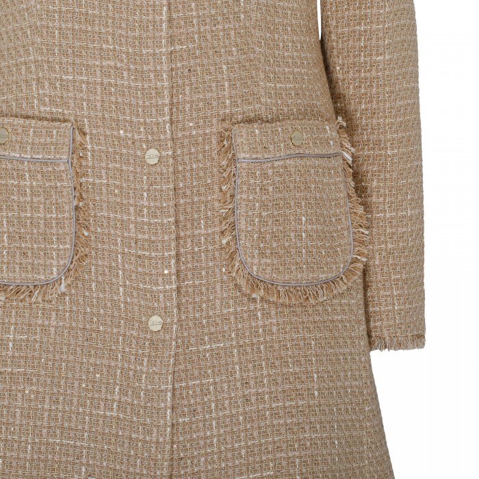 Chantilly-hue tweed casual coat