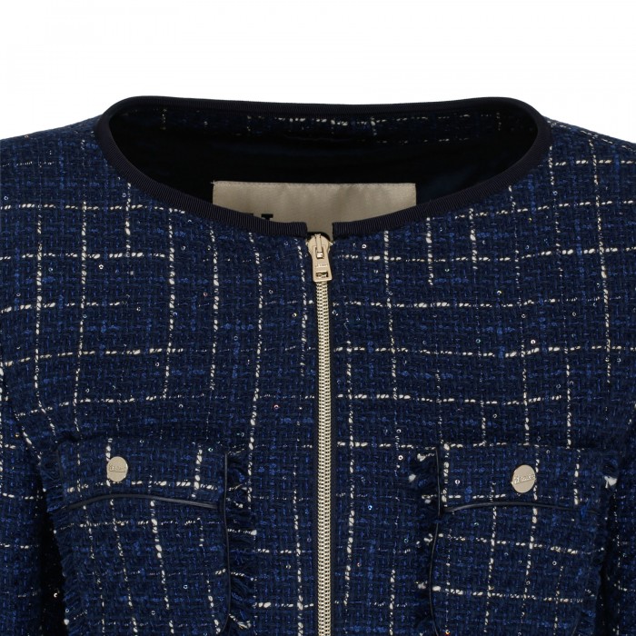 Blue tweed casual jacket