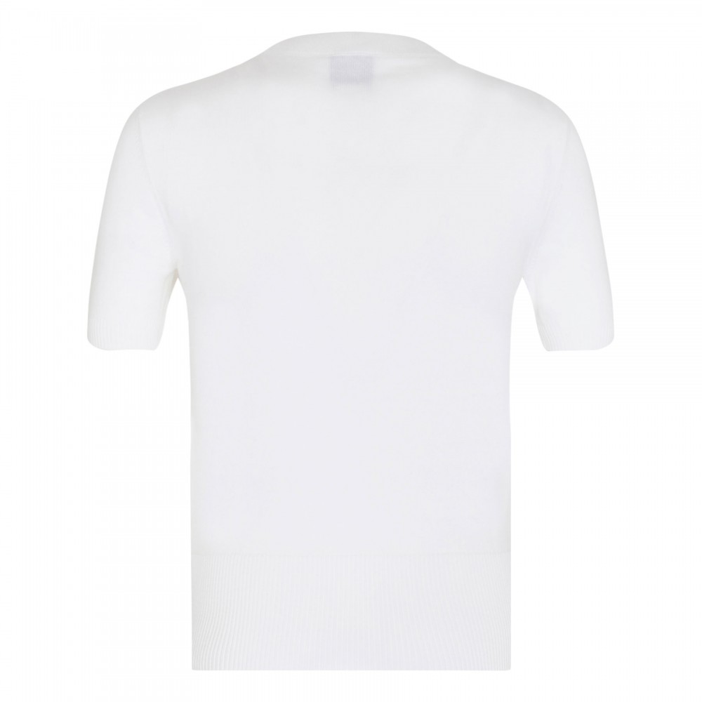 White logo jacquard knit top