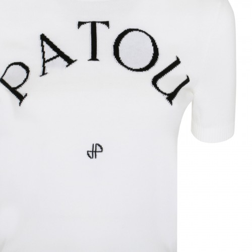 White logo jacquard knit top 2