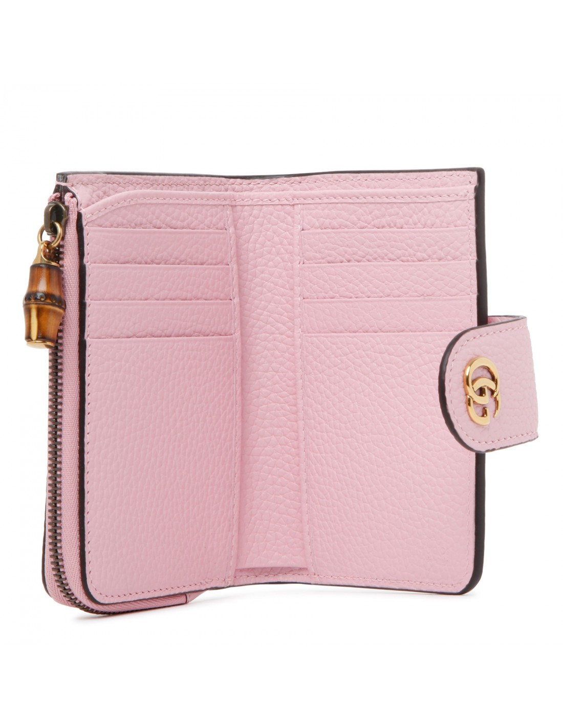 Double G pink medium wallet with bamboo