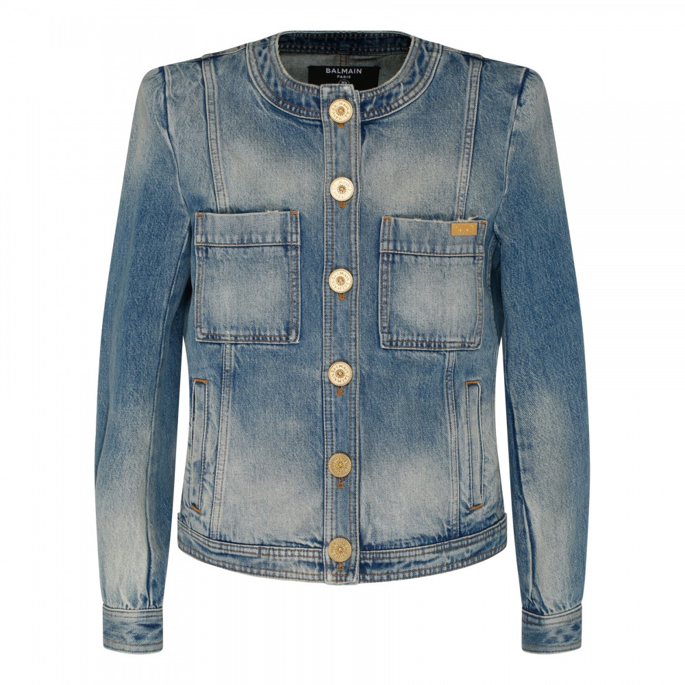 Collarless denim jacket Le Noir Unconventional Luxury