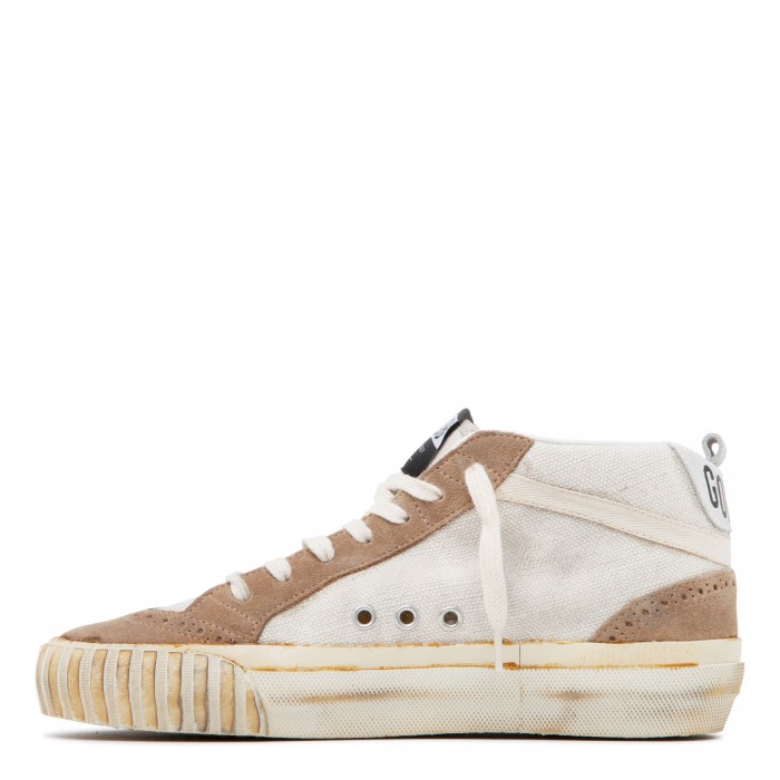Mid-Star white and tobacco sneakers