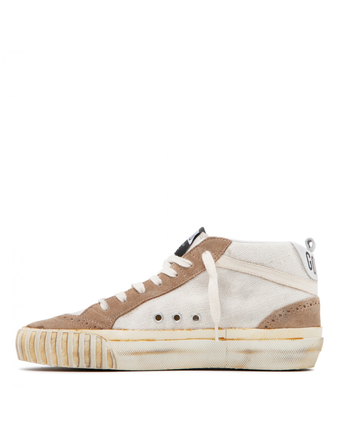Mid-Star white and tobacco sneakers