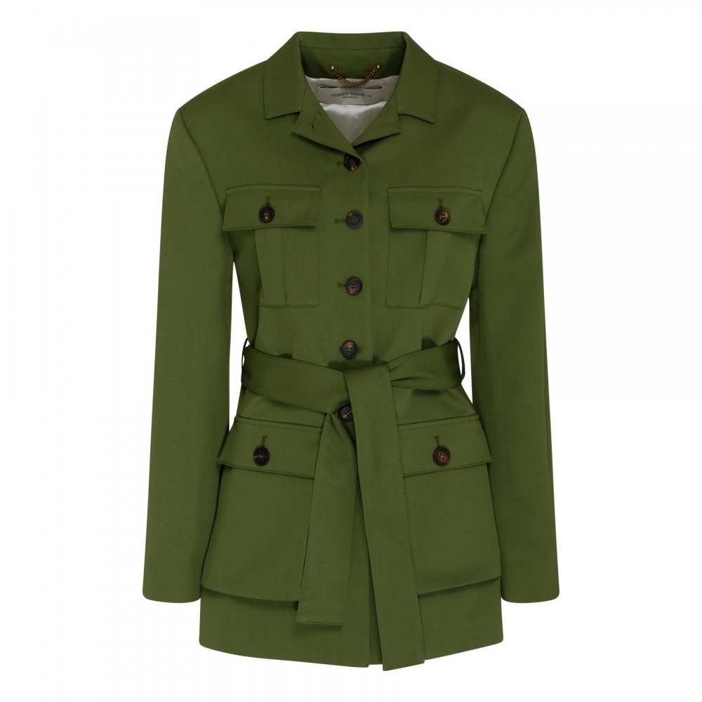 Green light wool blend field jacket