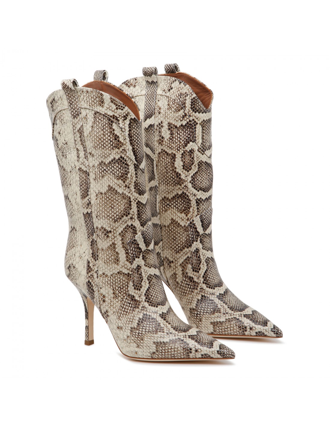 Paloma python embossed leather boots