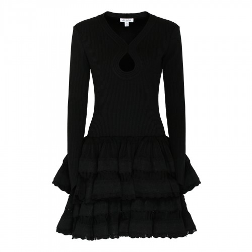 Black ruffle wool crinoline...