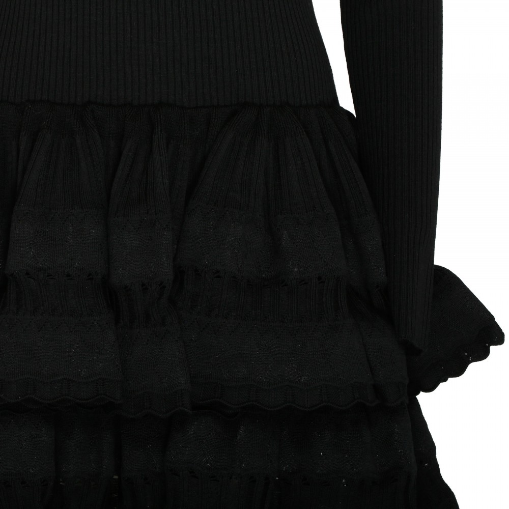 Black ruffle wool crinoline dress