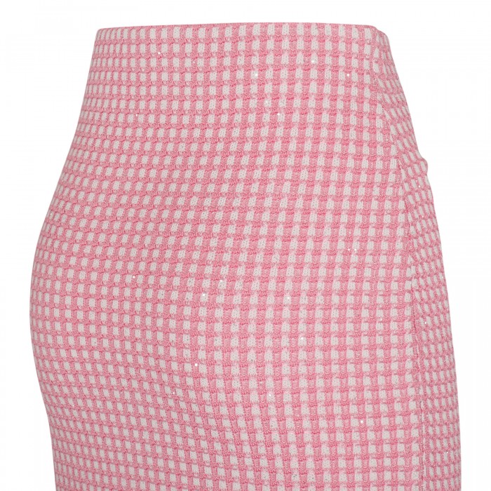 Pink lurex knitted mini skirt